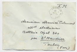 LETTRE FM C. HEX PERLE CROISEUR GLOIRE 30.7.1942 POUR TOULON VAR - Seepost