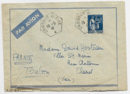 PAIX 1FR50 BLEU SEUL LETTRE AVION C. HEX PERLE CROISEUR GLOIRE  19.5.1941 POUR LE  VAR - Seepost