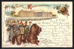 Lithographie Würzburg, Kaisermanöver 1897, Königl Schloss  - Guerra 1914-18