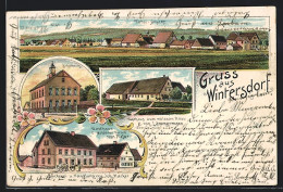 Lithographie Wintersdorf / Zirndorf, Gasthaus Zum Goldenen Hirsch Von Mejer, Gasthaus Zum Weissen Ross V. Lämmermann  - Zirndorf