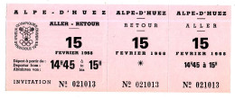 Billet De Transport Aller Retour GRENOBLE - L'ALPE D'HUEZ 15 Février 1968 Jeux Olympiques D'hiver Grenoble BOBSLEIGH à 4 - Europe
