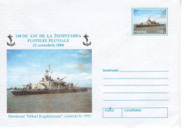 ROMANIA 159x2000: DANUBE NAVY - 140 YEARS, Unused Prepaid Postal Stationery Cover - Registered Shipping! - Postal Stationery