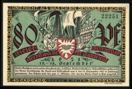 Notgeld Kiel 1921, 80 Pfennig, Kieler Herbstwoche Für Kunst Und Wissenschaft, Der Kieler Umschlag  - Lokale Ausgaben