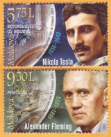 2018 Moldova Moldavie   Alexander Fleming, Nikola Tesla  Medicine, Penicillin, Radio Engineer, Physicist 2v Mint - Nobel Prize Laureates