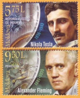2018 Moldova Moldavie   Alexander Fleming, Nikola Tesla  Medicine, Penicillin, Radio Engineer, Physicist 2v Mint - Moldova