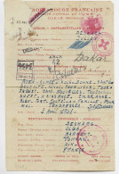 MESSAGE CROIX ROUGE FRANCAISE ( Fente) DAKAR SENEGAL 25.6.1943 ORIGINE VONNAS AIN - Rotes Kreuz