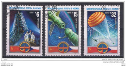 RUSSIA:  1978  COOPERAZIONE  SPAZIALE  -  S. CPL. 3  VAL. US. -  YV/TELL. 4463/65 - Used Stamps