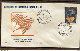 Brazil Envelope PVT FIL 010 1990 Campaign Against AIDS Health CBC Brasilia - FDC