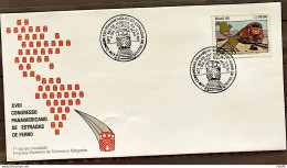 Brazil Envelope FDC 512 1990 Congress Iron Roads Train Map CBC RJ 1 - FDC