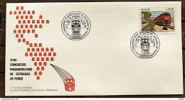 Brazil Envelope FDC 512 1990 Congress Iron Roads Train Map CBC RJ 2 - FDC