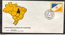 Brazil Envelope FDC 504 1990 Tocantins Map Flag CBC To 3 - FDC