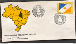 Brazil Envelope FDC 504 1990 Tocantins Map Flag CBC To 2 - FDC