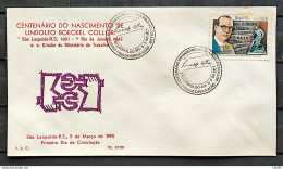 Brazil Envelope FDC 495 1990 Centenary Lindolfo Collor Political Literature CBC RS 3 - FDC