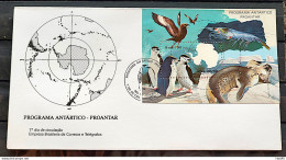 Brazil Envelope FDC 493 1990 Antartic Antartic Pinguar Pinguim Map CBC RJ 1 - FDC