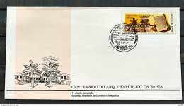 Brazil Envelope FDC 489 1990 Centenary Public Archive Of Bahia CBC BA 2 - FDC