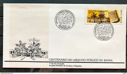 Brazil Envelope FDC 489 1990 Centenary Public Archive Of Bahia CBC BA 1 - FDC