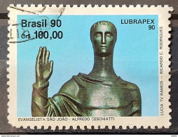 C 1700 Brazil Stamp Lubrapex Brasilia Sculpture Alfredo Ceschiatti Bruno Giorgi Gospel Sao Joao 1990 Circulated 2 - Usados