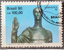 C 1700 Brazil Stamp Lubrapex Brasilia Sculpture Alfredo Ceschiatti Bruno Giorgi Gospel Sao Joao 1990 Circulated 1 - Gebruikt