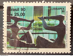 C 1698 Brazil Stamp Lubrapex Brasilia Sculpture Alfredo Ceschiatti Bruno Giorgi The Bathers 1990 Circulated 3 - Gebraucht