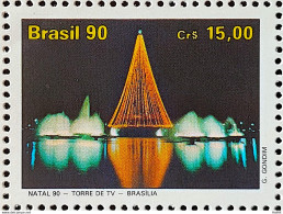 C 1713 Brazil Stamp Christmas Religion Brasilia TV Tower 1990 - Neufs