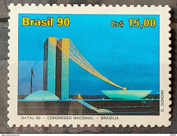 C 1712 Brazil Stamp Christmas Religion Brasilia National Congress 1990 - Unused Stamps