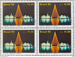 C 1713 Brazil Stamp Christmas Religion Brasilia TV Tower 1990 Block Of 4 - Nuevos