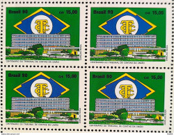 C 1711 Brazil Stamp 100 YEARS COURT OF ACCOUNTS OF THE UNION TCU 1990 BLOCK OF 4 - Unused Stamps