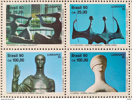C 1698 Brazil Stamp Lubrapex Brasilia Sculpture Alfredo Ceschiatti Bruno Giorgi 1990 Complete Series - Ongebruikt