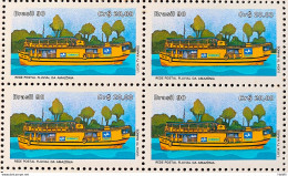 C 1677 Brazil Stamp Fluvial Postcard Of Amazonia Postal Service Ship 1990 Block Of 4 1 - Neufs