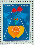 C 1676 BRAZIL STAMP PREVENATION AGAINST AIDS HEART MAP 1990 - Unused Stamps