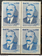 C 1674 Brazil Stamp President Jose Sarney Head Of State 1990 Block Of 4 - Nuovi