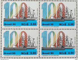 C 1670 Brazil Stamp 100 Year Navigation Company Lloyd Ship 1990 Block Of 4 - Nuevos