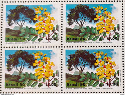 C 1666 Brazil Stamp 40 Years Of Botanica Pau Brasil 1990 Block Of 4 - Unused Stamps