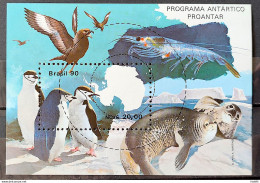 B 84 Brazil Stamp Practice Antartica Ave Penguin Seals Shrimp 1990 - Unused Stamps