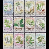 ST.LUCIA 1990 - Scott# 953-64 Endang.Trees Set Of 12 MNH - St.Lucia (1979-...)
