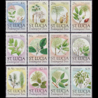 ST.LUCIA 1990 - Scott# 953-64 Endang.Trees Set Of 12 MNH - St.Lucie (1979-...)