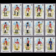 ST.LUCIA 1985 - #747-61 Mil.Uniform Dated 1984 Set Of 15 MNH - St.Lucie (1979-...)