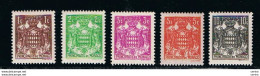 MONACO:  1937/43  DEFINITIVA  -  5  VAL. L. -  YV/TELL. 154//249 - Unused Stamps