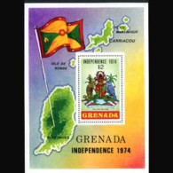 GRENADA 1974 - Scott# 552 S/S Indep.-Arms LH Folded - Grenade (1974-...)