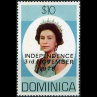 DOMINICA 1978 - Scott# 601A Queen Litho.Opt. $10 MNH - Dominique (1978-...)