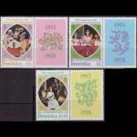 DOMINICA 1978 - #570B-2B Coronation New Cols. Set Of 3 MNH - Dominica (1978-...)
