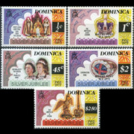 DOMINICA 1977 - Scott# 549-53 Royal Visit Opt. Set Of 5 MNH - Dominica (1978-...)