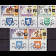 DOMINICA 1977 - #521A-5A QEII Reign New Cols Set Of 5 MNH - Dominica (1978-...)