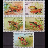 CAMBODIA 1997 - Scott# 1670-74 Fish 500-4000r MNH - Cambodja