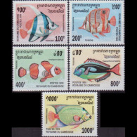 CAMBODIA 1995 - Scott# 1466-70 Fish Set Of 5 MNH - Kambodscha