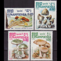 CAMBODIA 1985 - Scott# 568-71 Mushrooms 20c-1r MNH - Cambodja