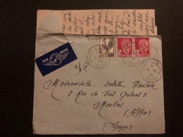 LETTRE Par Avion TP COQ D'ALGER 2F + BLASON 1F50 X2  OBL.7-1 46 NOISY LES BAINS - 1944 Marianne Van Algerije