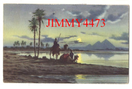 CPA - GIZEH En 1964 - The Pyramids And Nile At Moonlight - EGYPT - Carte Timbrées - Guiza