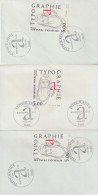 ENV 69 . 1er Jour . 75 . Paris . 3 Enveloppes Identiques . Typographie . 01 03 1986 . TP N° 2407 . - Commemorative Postmarks