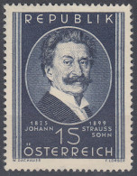 AUSTRIA 1949, 50th Anniversary Of The DEATH Of JOHANN STRAUSS-COMPOSER, COMPLETE MNH STAMP With GOOD QUALITY,*** - Unused Stamps